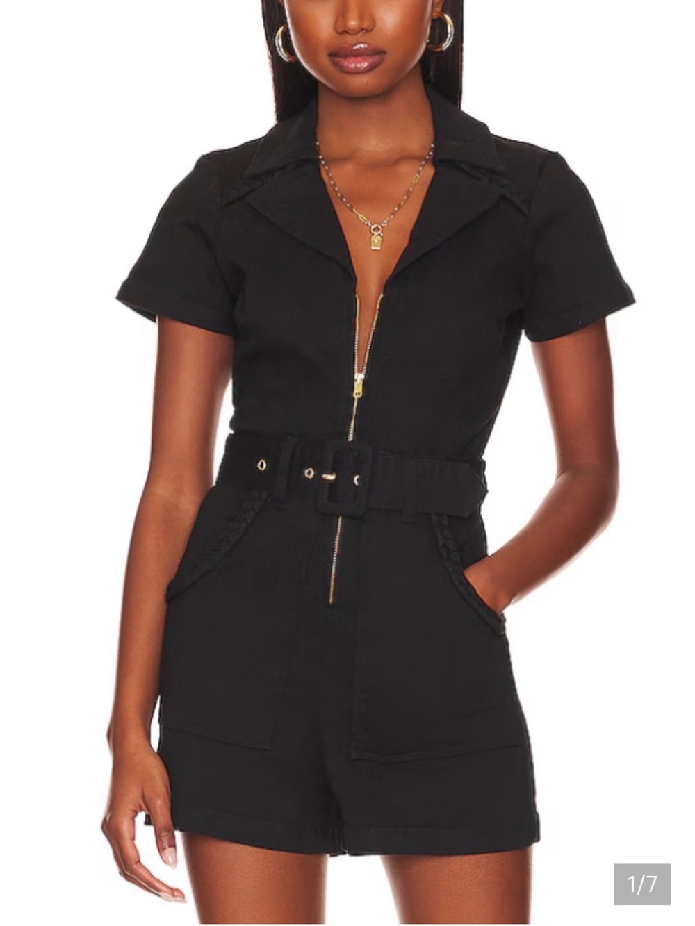 Show Me Your Mumu Outlaw Denim Belted Romper - Picture 2 of 11